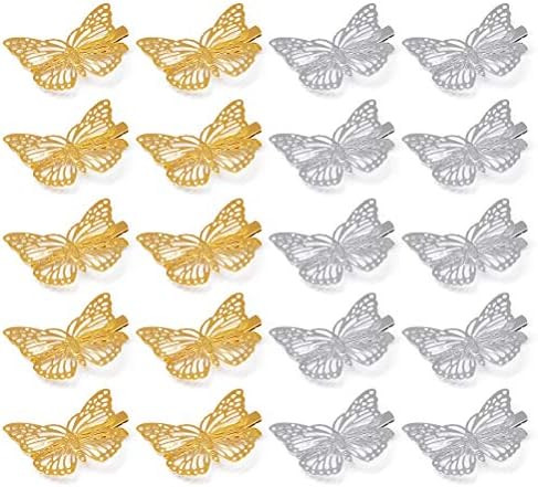 Butterfly Hair Clips, 20 Pieces Metal Butterfly Hair Clamps Gold Butterfly Barrettes Claw Pins fo... | Amazon (US)