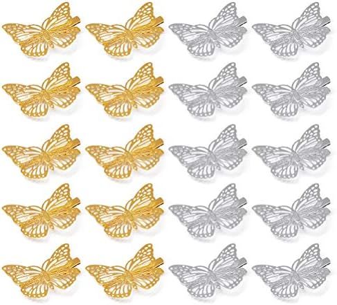 Butterfly Hair Clips, 20 Pieces Metal Butterfly Hair Clamps Gold Butterfly Barrettes Claw Pins fo... | Amazon (US)