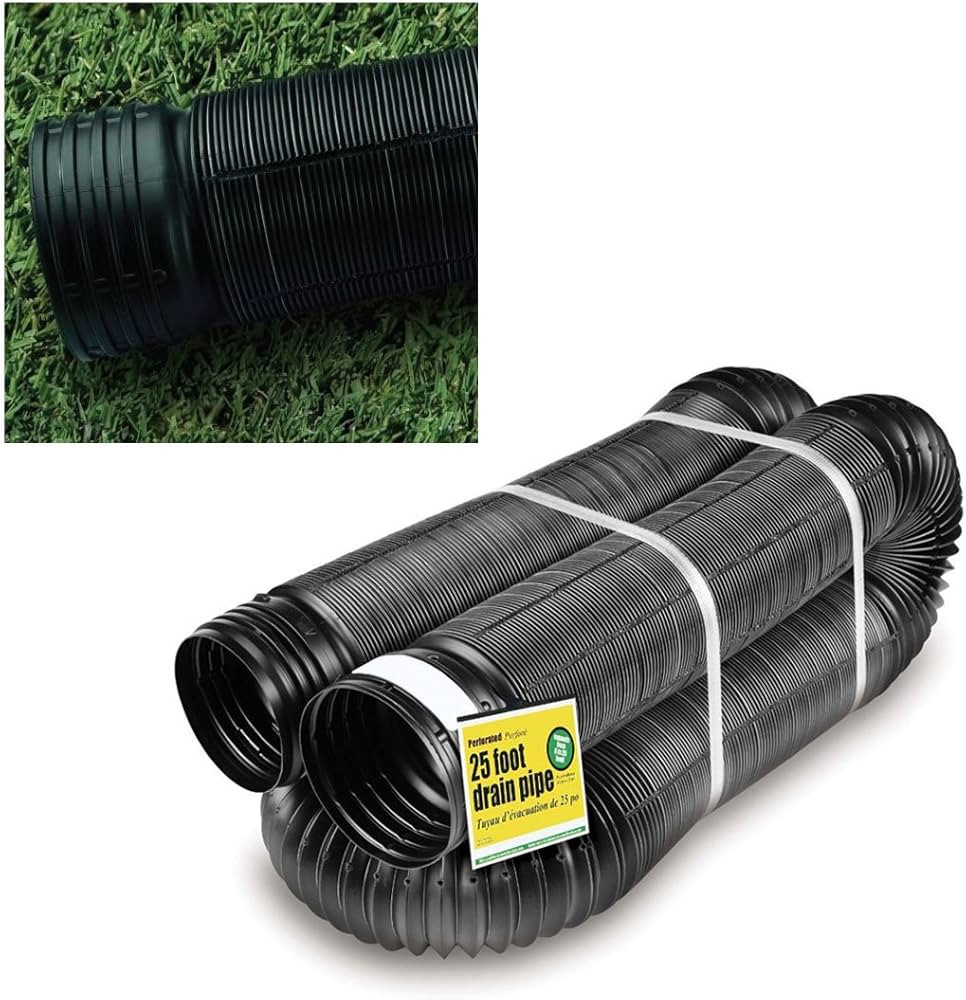Perforated Corrugated Expandable Flexible Landscape Drain Pipe, 4-in. by 25-ft. | Amazon (US)