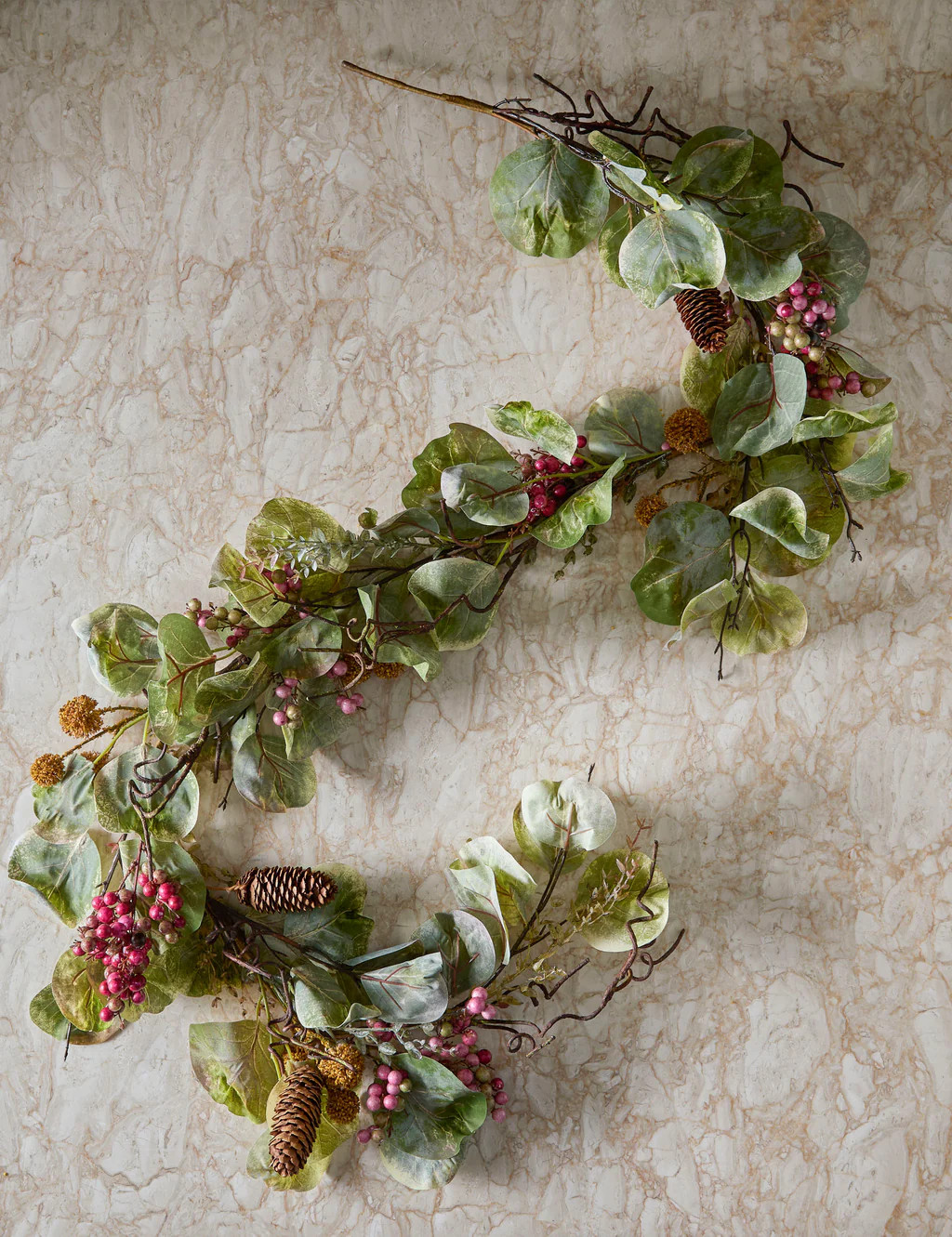 Faux Zanzibar Leaf with Pinecones & Berries Garland | Lulu and Georgia 