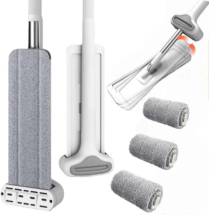 Auckway Flat Mop, Self Wringing Floor Cleaning Mop - 360 Hands-Free Microfiber Floor Mop with 4 x... | Amazon (US)