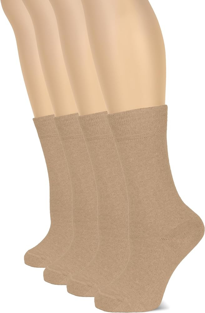 Hugh Ugoli Women's Cotton Crew Socks, Soft, Regular Fit, Plain Color Casual Socks for Trouser, Sh... | Amazon (US)