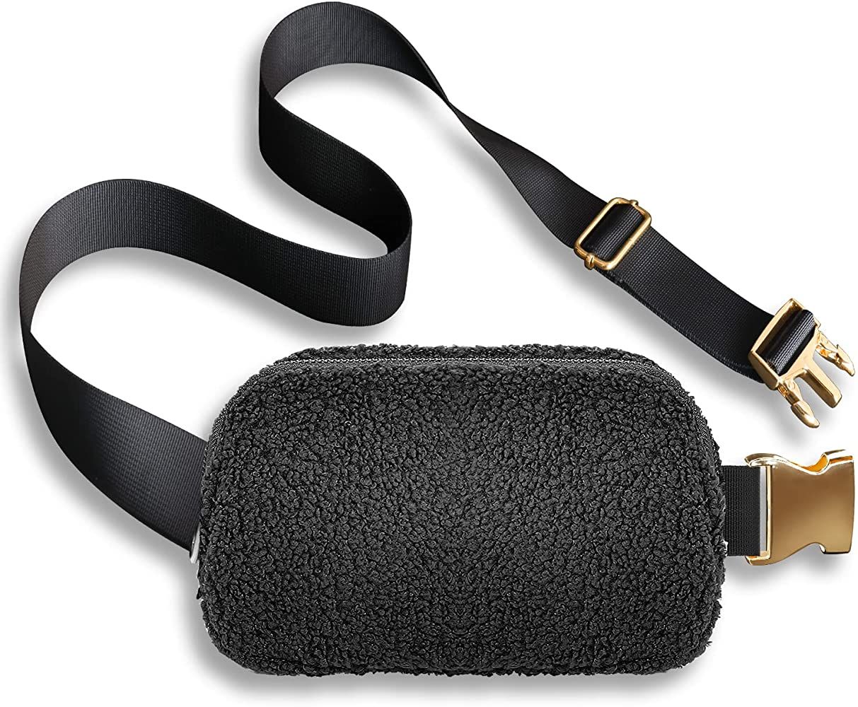 Fleece Belt Bag,Fanny Pack Crossbody Bags for Women Men with Gold Buckle,Everywhere Belt Bag Dupe... | Amazon (US)