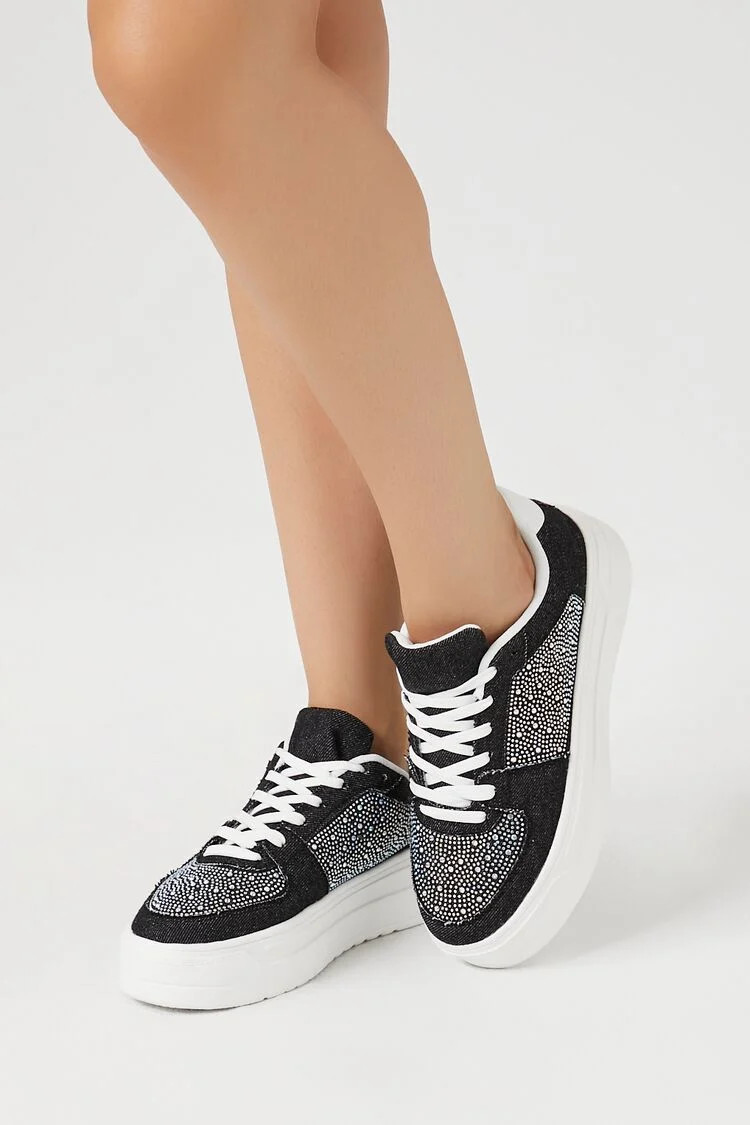 Denim Rhinestone Sneakers | Forever 21 (US)