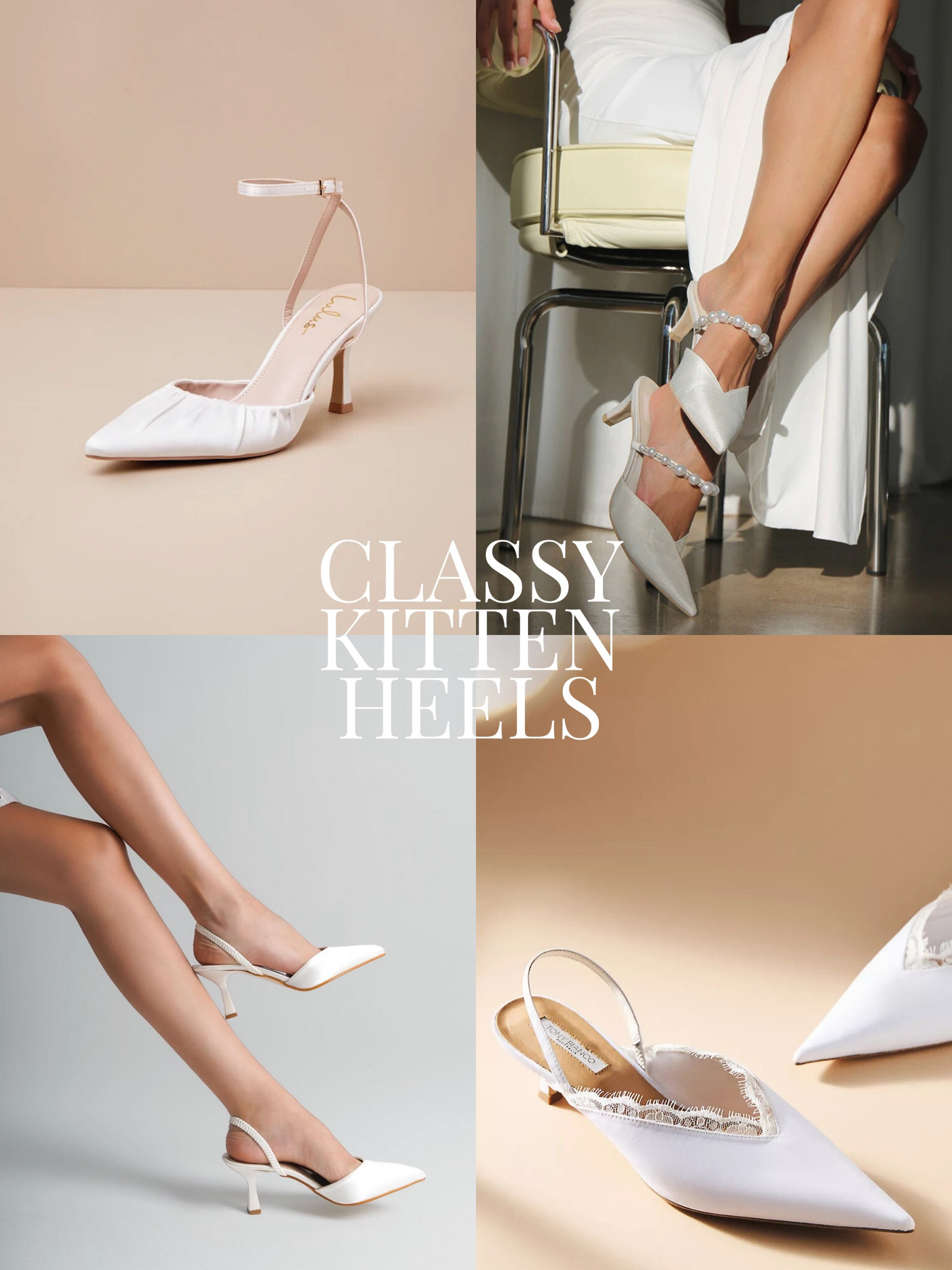 Wedding shoes: white kitten heels 👠