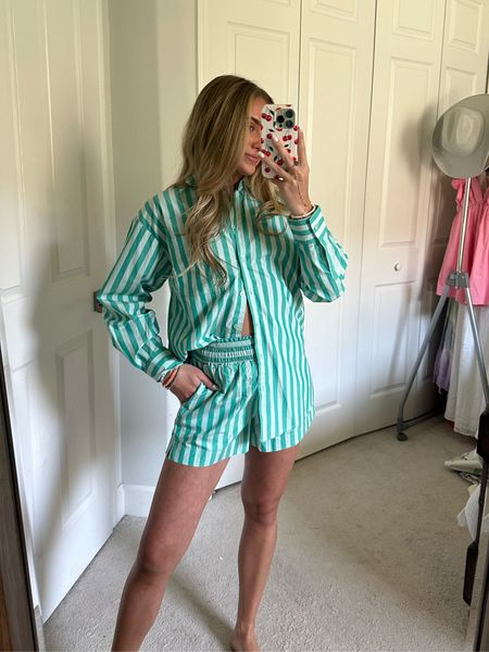 Women's Long Sleeve Button-Down Shirt in green striped size XS. Women's High-Rise Pull-On Shorts - A New Day green striped size XS. #outfit #ootd #outfitoftheday #outfitofthenight #outfitvideo #whatiwore #style #outfitinspo #outfitideas#springfashion #springstyle #summerstyle #summerfashion #tryonhaul #tryon #tryonwithme #trendyoutfits #trendyclothes #styleinspo #trending #currentfashiontrend #fashiontrends #2024trends #whitedress #whitedresses #target #targetstyle #targetfashion #targethaul #targetfinds #targetdoesitagain target, target style, target haul, target finds, target fashion. outfit, outfit of the day, outfit inspo, outfit ideas, styling, try on, fashion, affordable fashion, new arrivals, spring style, matching sets. 

#LTKswim #LTKSeasonal #LTKfindsunder50