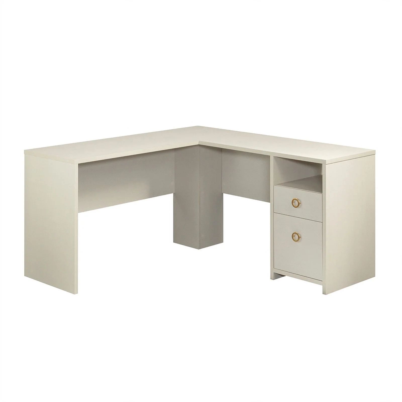 Sauder Grand Coast Engineered Wood L-Desk in Dove Linen/Off White Finish | Walmart (US)