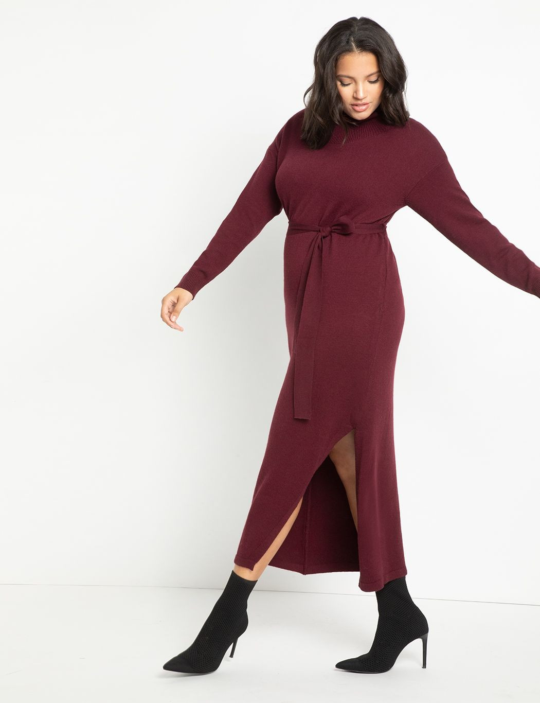 Funnel Neck Long Sweater Dress | Eloquii