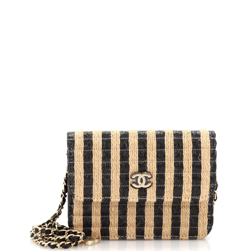 CC Flap Chain Belt Bag Striped Raffia and Jute | Rebag