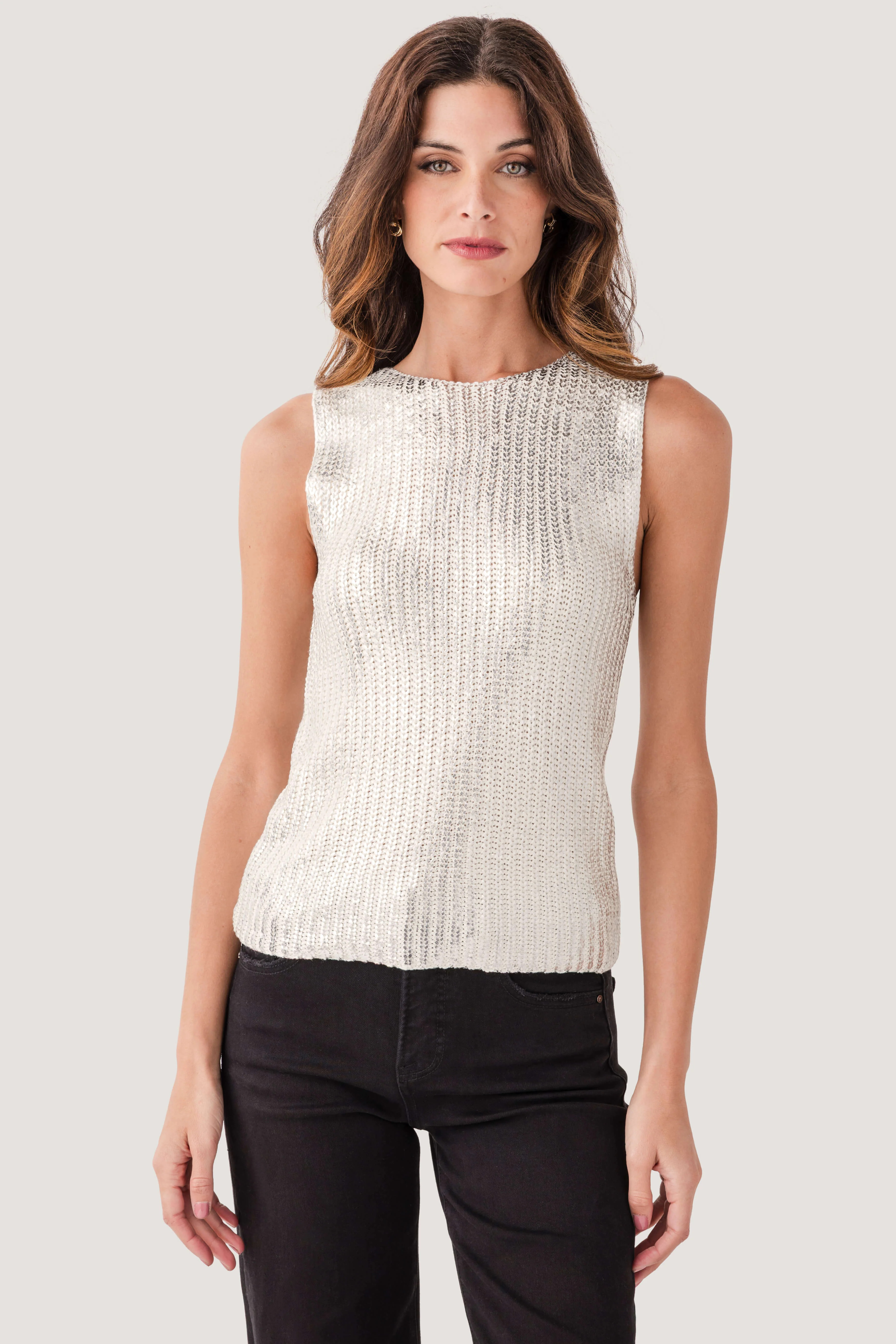 Elan Lurex Knit Sleeveless Top | Social Threads
