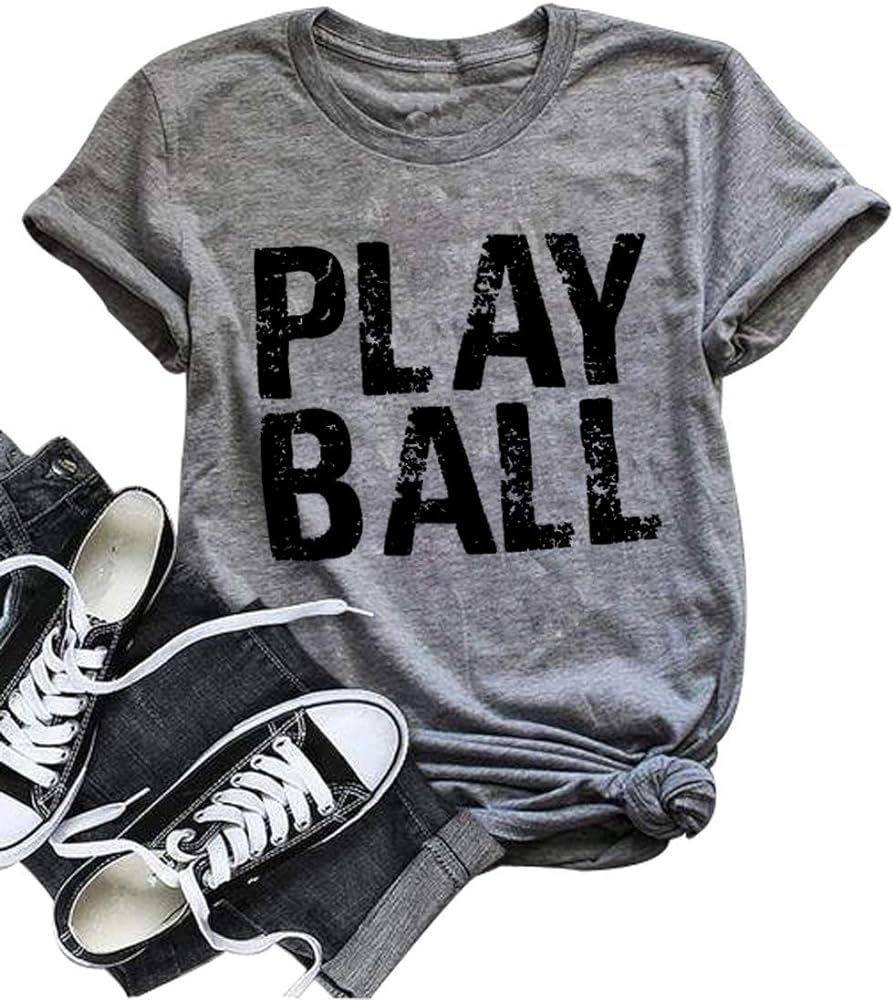 Umsuhu Let's Do This Boys Baseball Tee Shirts Women Paly Ball Shirts Baseball Graphic Tees Shirts | Amazon (US)