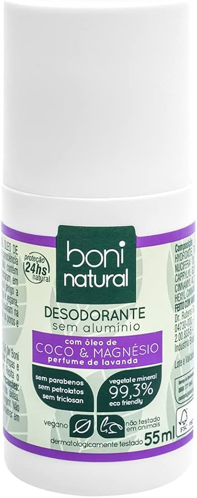 Desodorante Roll-On sem Alumínio, Natural, Vegetal e Vegano, Coco e Magnésio, com Perfume Suave... | Amazon (BR)