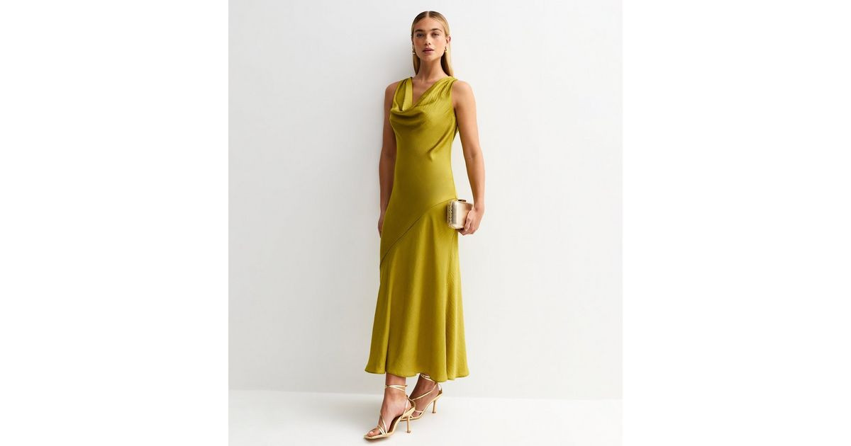 Green Satin Cowl Neck Midaxi Dress | New Look | New Look (UK)