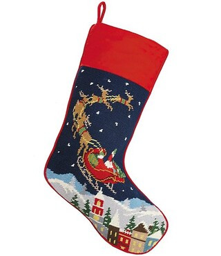 Peking Handicraft Santa Reindeers Needlepoint Stocking | Dillard's | Dillard's