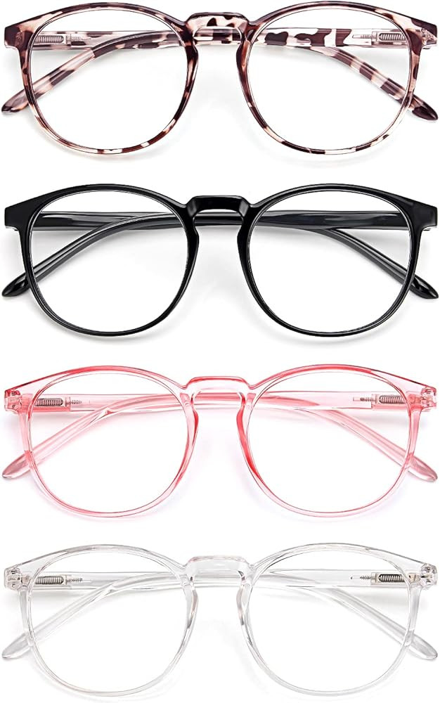 IBOANN 4 Pack Blue Light Blocking Glasses Women Men, Anti Eyestrain Computer Glasses, Retro Round... | Amazon (US)