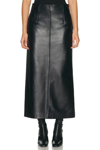 Toteme Grained Leather Straight Skirt in Black | FWRD 