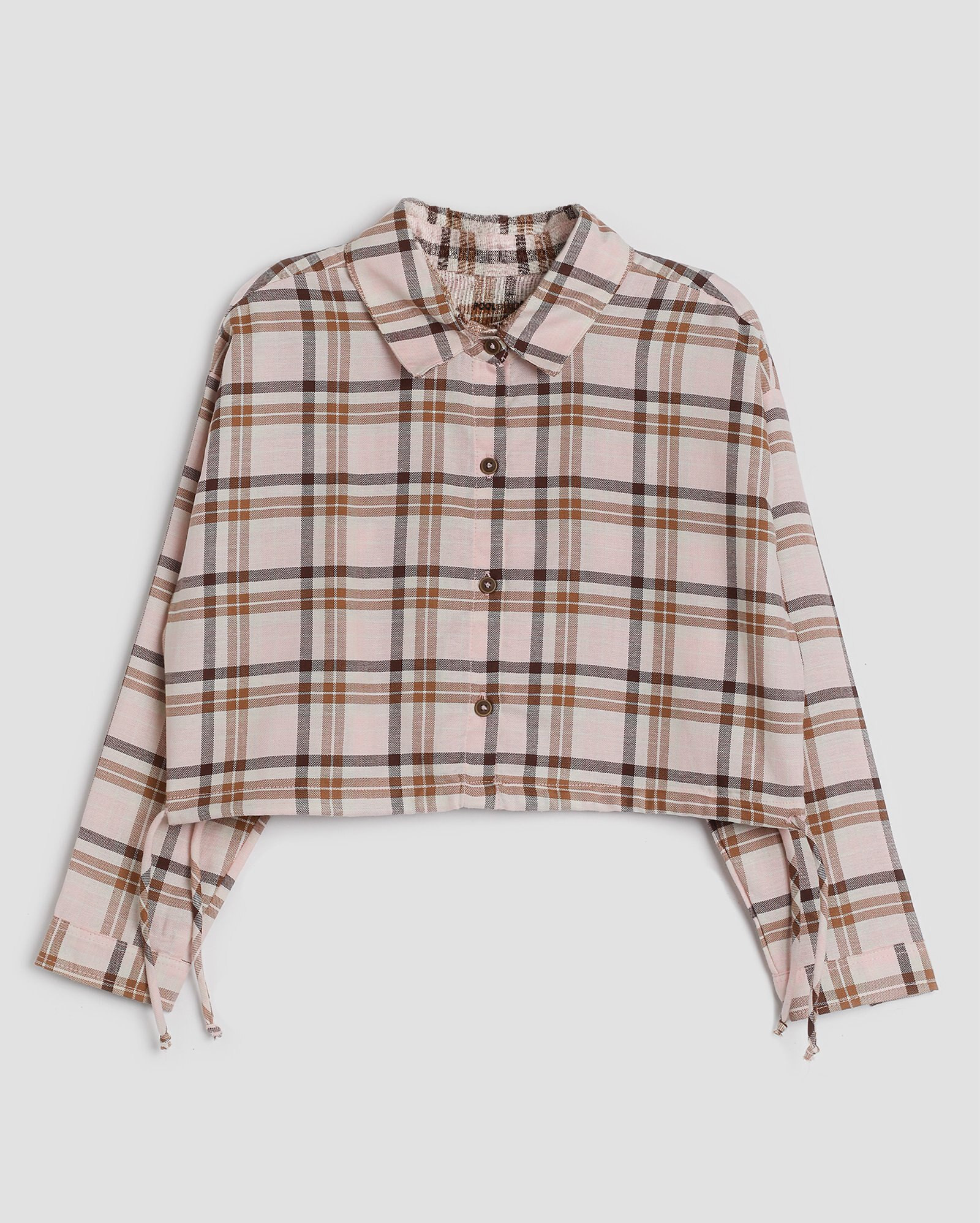 Camisa cropped infantil com ajuste xadrez 4-10A rosa | Pool Kids | Riachuelo (BR)