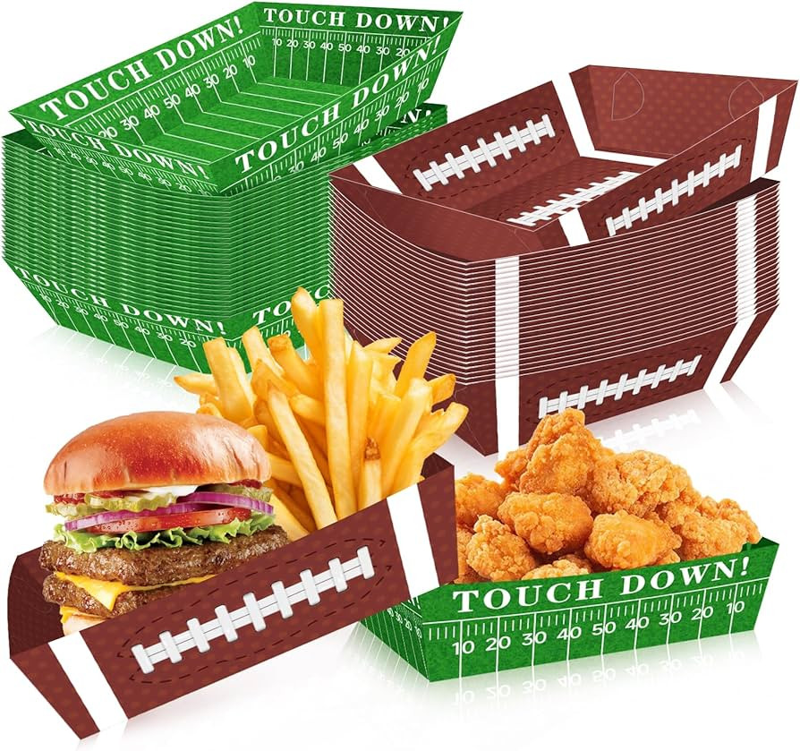 50Pcs Football Party Supplies, 5lb Football Food Plates, Football Paper Trays Disposable Bowls Na... | Amazon (US)