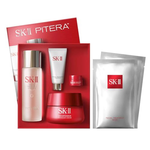 SK-II Anti Aging Skincare Gift Set - Includes Full Size Skincare Products - Facial Cleanser, Facial Essence, SKINPOWER Face & Eye Cream & 2 Treatment Masks (6 Count) | Amazon (US)