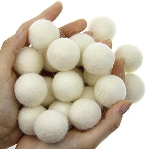 Zasy 30mm Needle Wool Felt Balls Foam Filled Wool Felt Pom Pom Home Decor DIY (White) | Amazon (US)