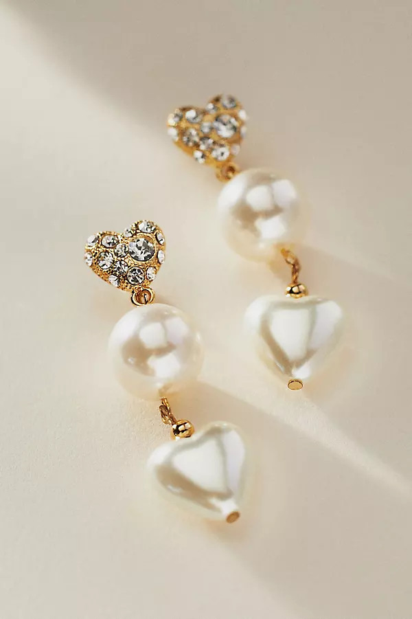 Ettika Love to Love Crystal & Pearl Drop Earrings | Anthropologie (US)