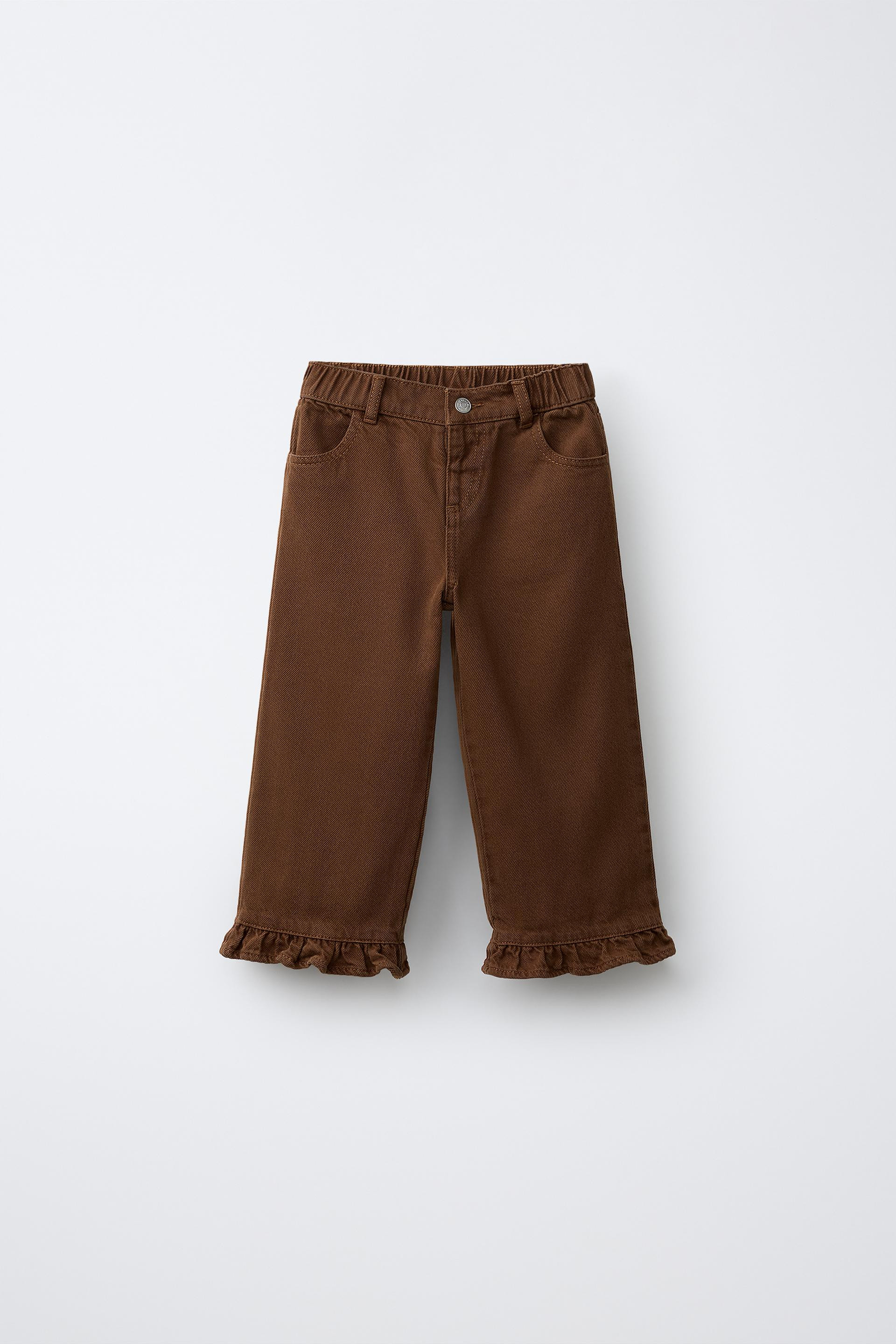 Zara - Ruffled Twill Culottes - Brick - 2 Years (36,2 Inches) - Kids | Zara US
