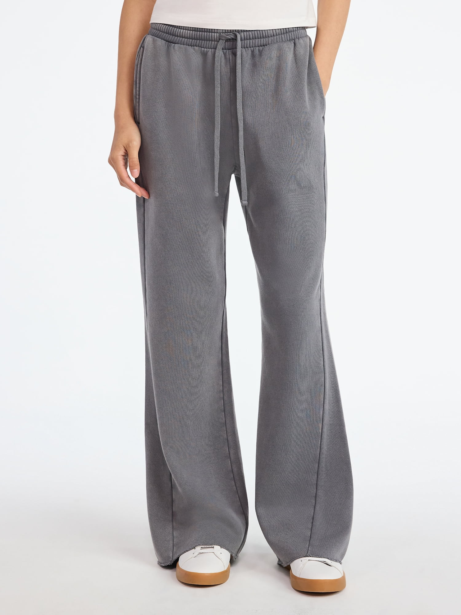 Scoop Women’s Mineral Washed Fleece Flare Leg Sweatpants, Sizes XS-XXL | Walmart (US)