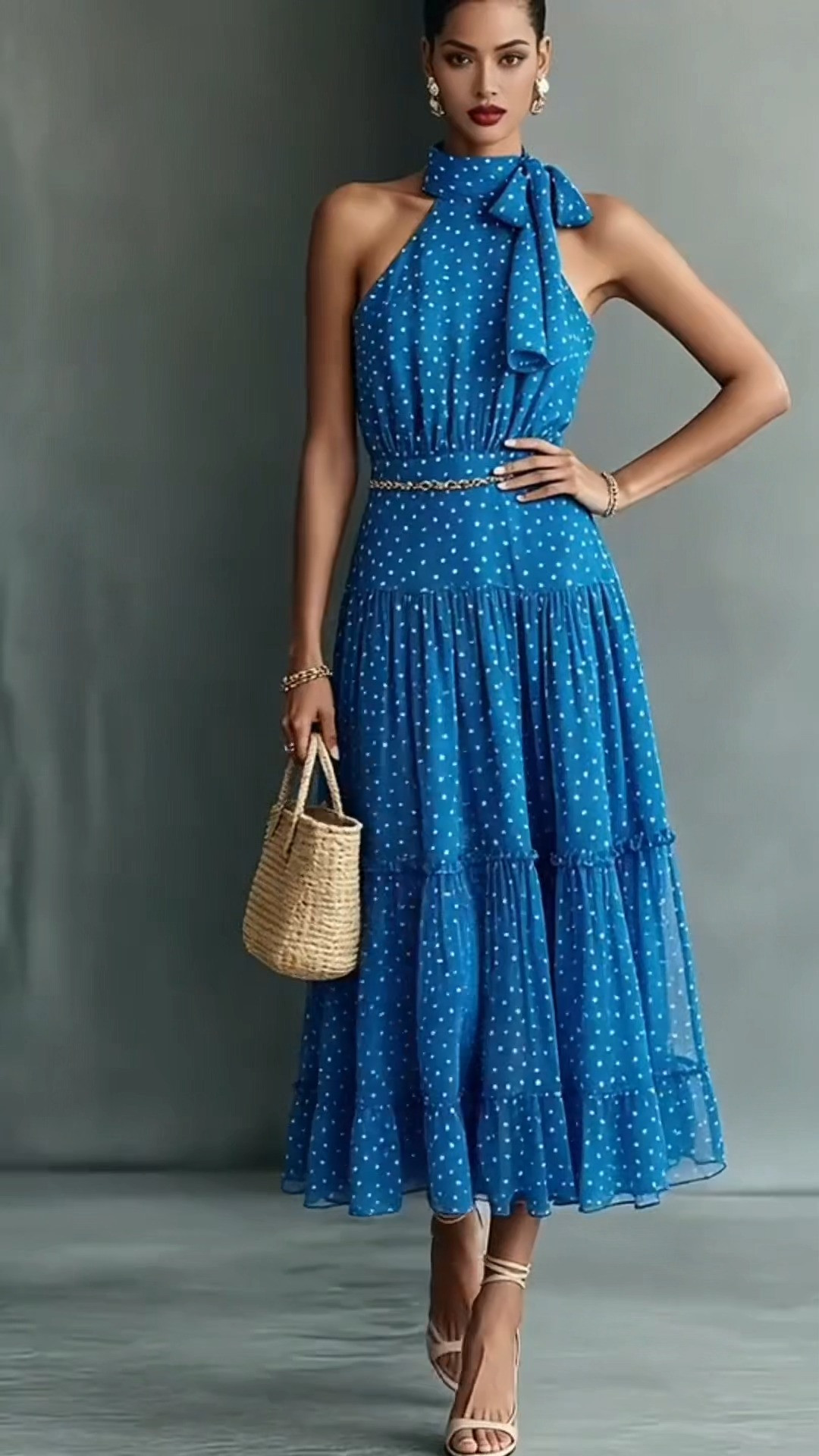 Blue Polka Dot Halter Tiered Midi Dress
#PolkaDotDress #TieredMidiDress #HalterDress #SummerOutfit #VacationDress 
 

 #LTKootd #LTKOver40 #LTKWedding