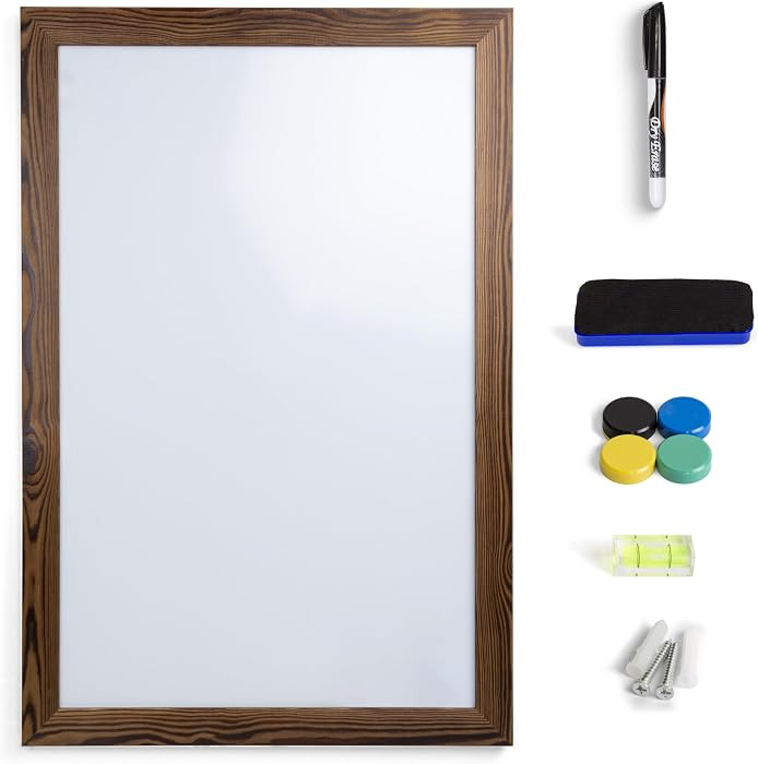 Real Wooden Framed Magnetic Dry Erase Whiteboard, 24" X 36", Vertical/Horizontal Wall Mount, Incl... | Amazon (US)