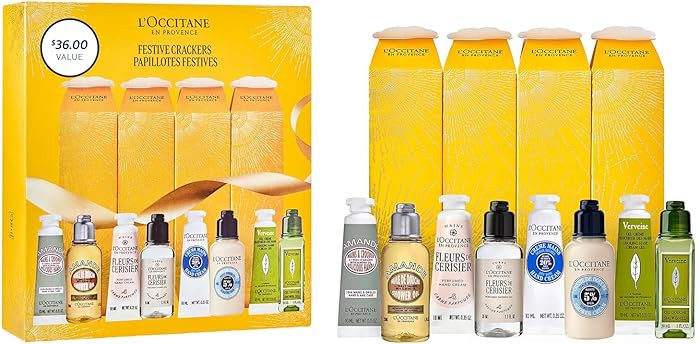 L’Occitane Festive Crackers Holiday Beauty Gift Set, Travel-Sized Skincare, Hand Creams, Shower... | Amazon (US)