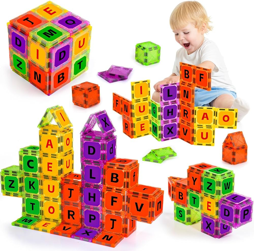 Magnetic Tiles Letters Toys, Alphabet Learning Toys for Toddlers 1-3 2-4 4-8, Classroom Must Have... | Amazon (US)