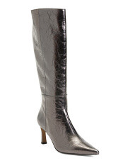 Made In Spain Leather Crackled Heeled High Shaft Boots | Women's Shoes | Marshalls | Marshalls