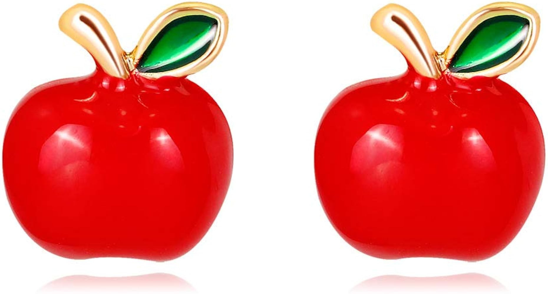 Small Apple Stud Earrings Cute Fruit Red Enamel Statement Earring Studs Posts Fashion Jewelry Gif... | Amazon (US)