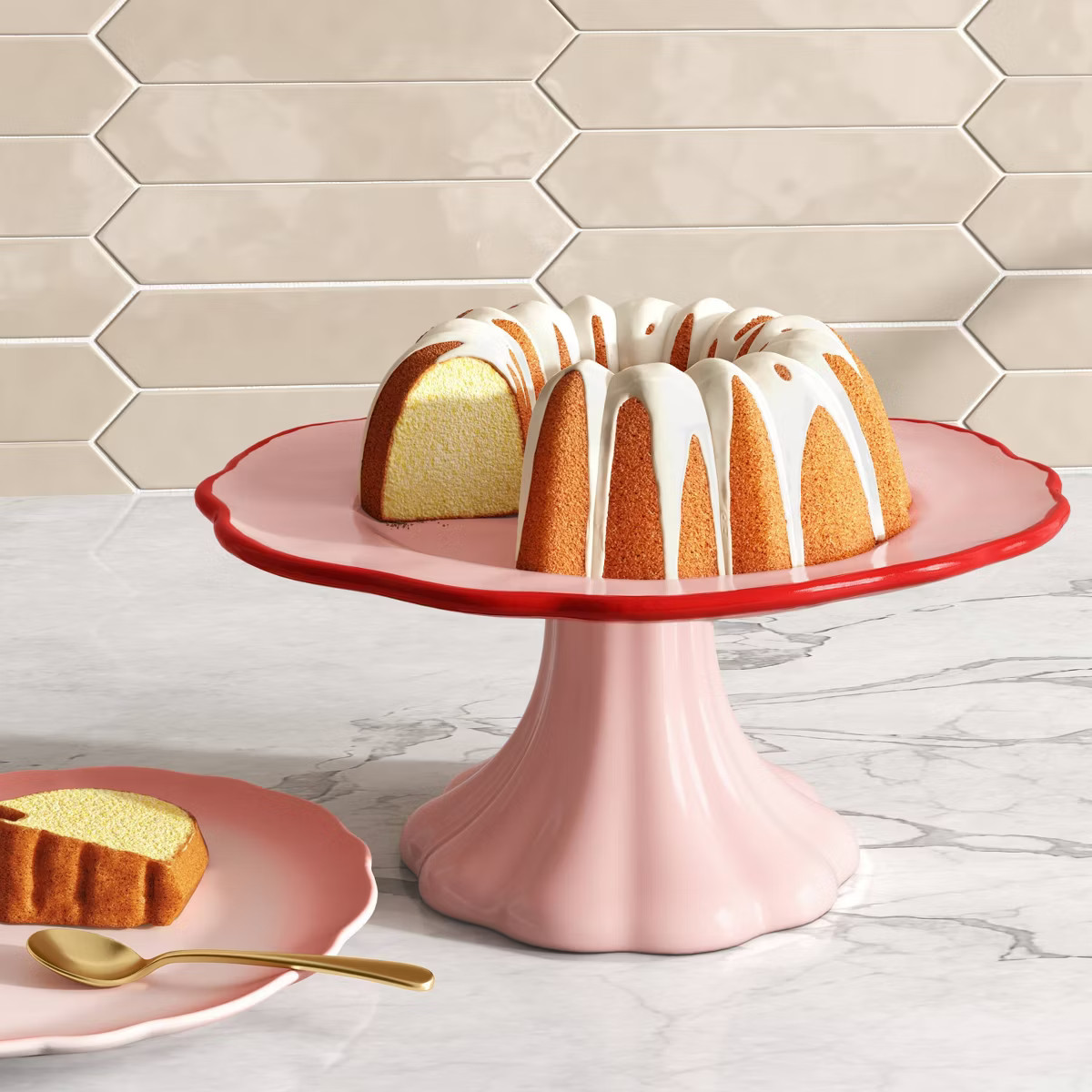 10.25" Stoneware Dessert Pedestal Light Pink - Threshold™ | Target