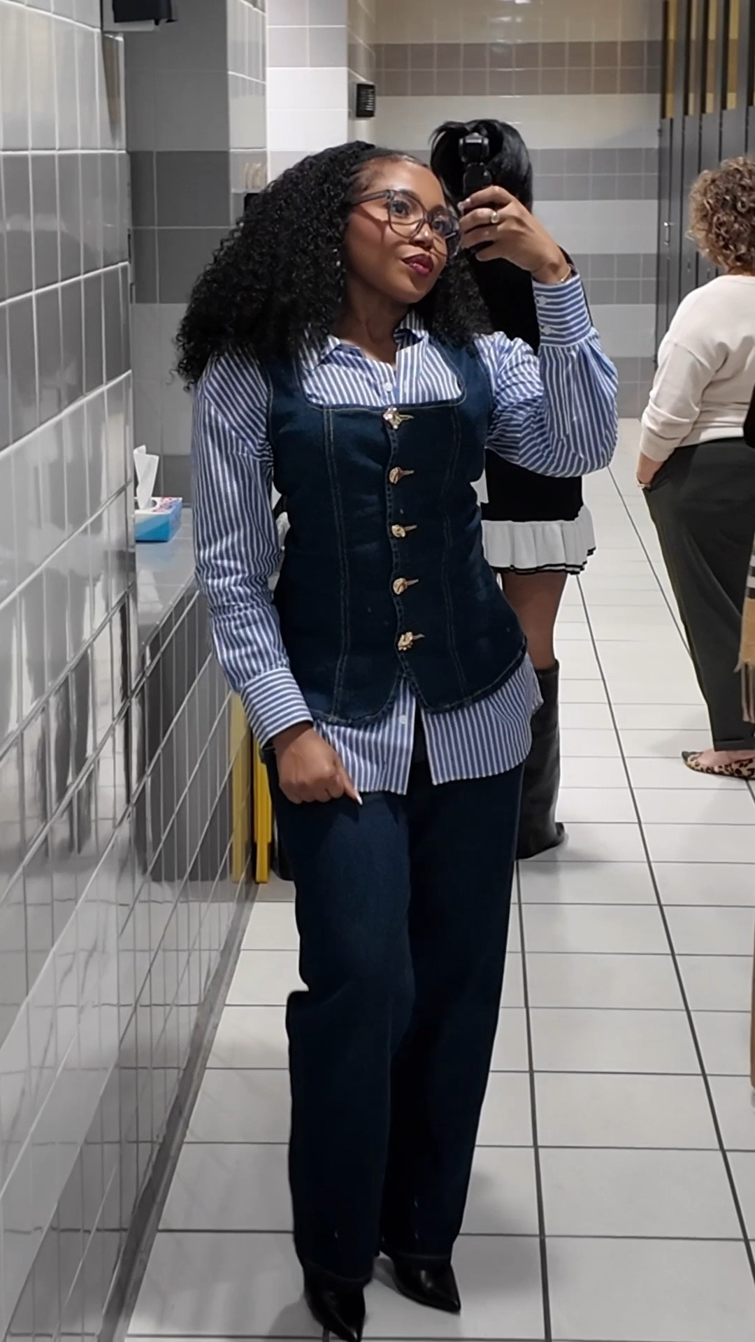 My work conference look: a jean set (corset  top + pants) with button down and black boots

#LTKgrwm #LTKWorkwear #LTKPetite