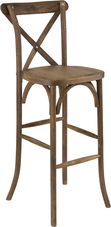 HERCULES Series Dark Antique Wood Cross Back Barstool - Walmart.com | Walmart (US)