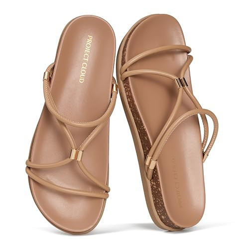 Project Cloud Sandals Women Dressy with Plush & Soft Insole - Non-Slip Strappy Sandals For Women 2026 - Lightweight Slides for Women Footwear - Stylish Womens Sandals (FLOAT,TAN,8.5M) | Amazon (US)