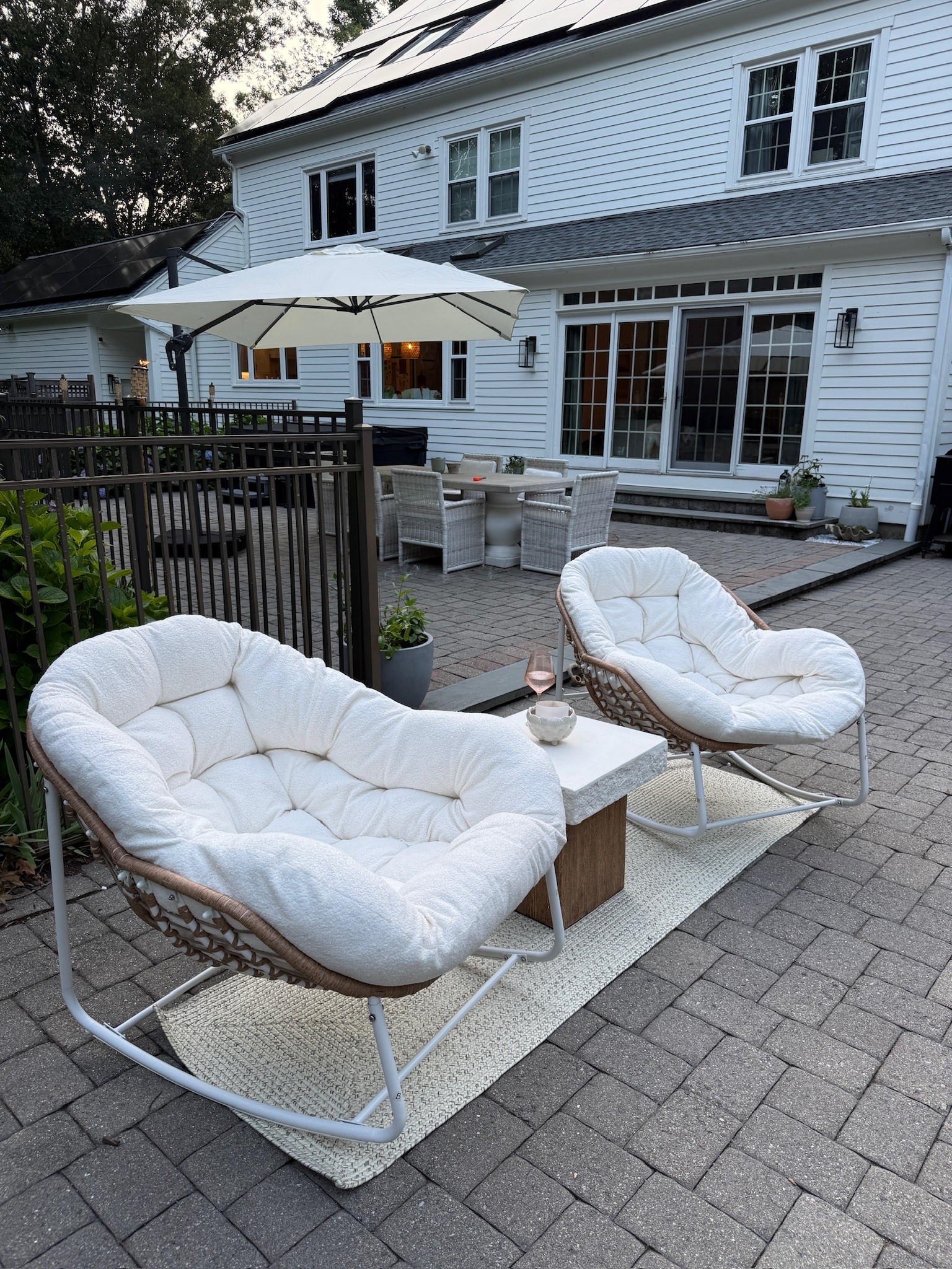 #ad What do you guys think, do these oversized rocking chairs pass the vibe check? 

@Wayfair  #wishyouwerehere #outdoor #Wayfair #WayfairPartner

#LTKdayinmylife #LTKSeasonal #LTKHome