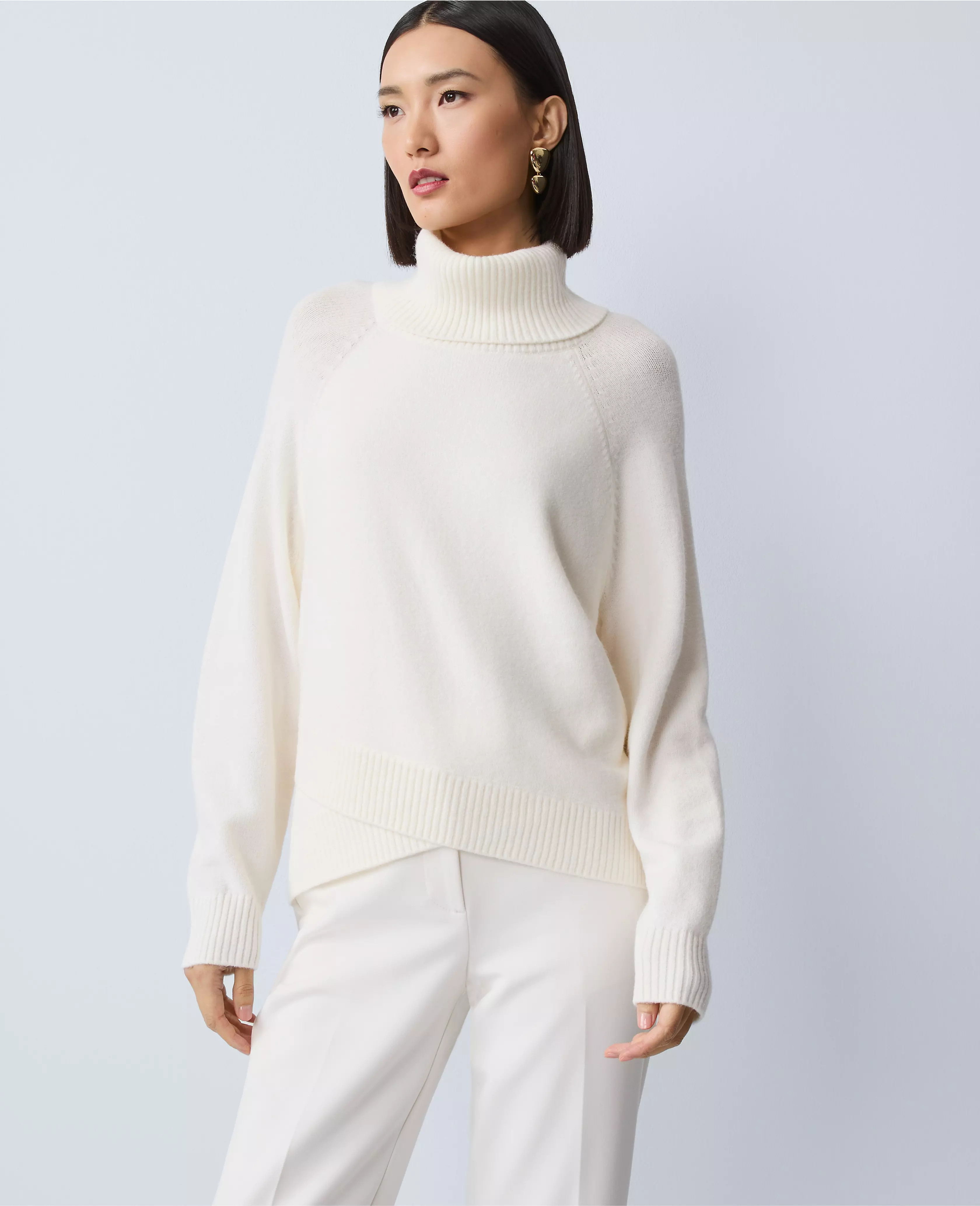 Petite Crossover Turtleneck Sweater | Ann Taylor