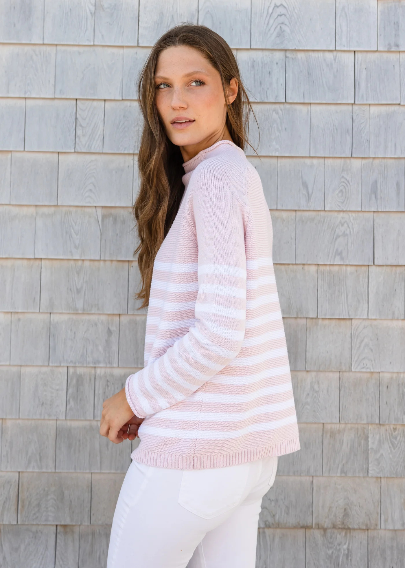 The Cotton Mock Neck - Striped | Alice Walk