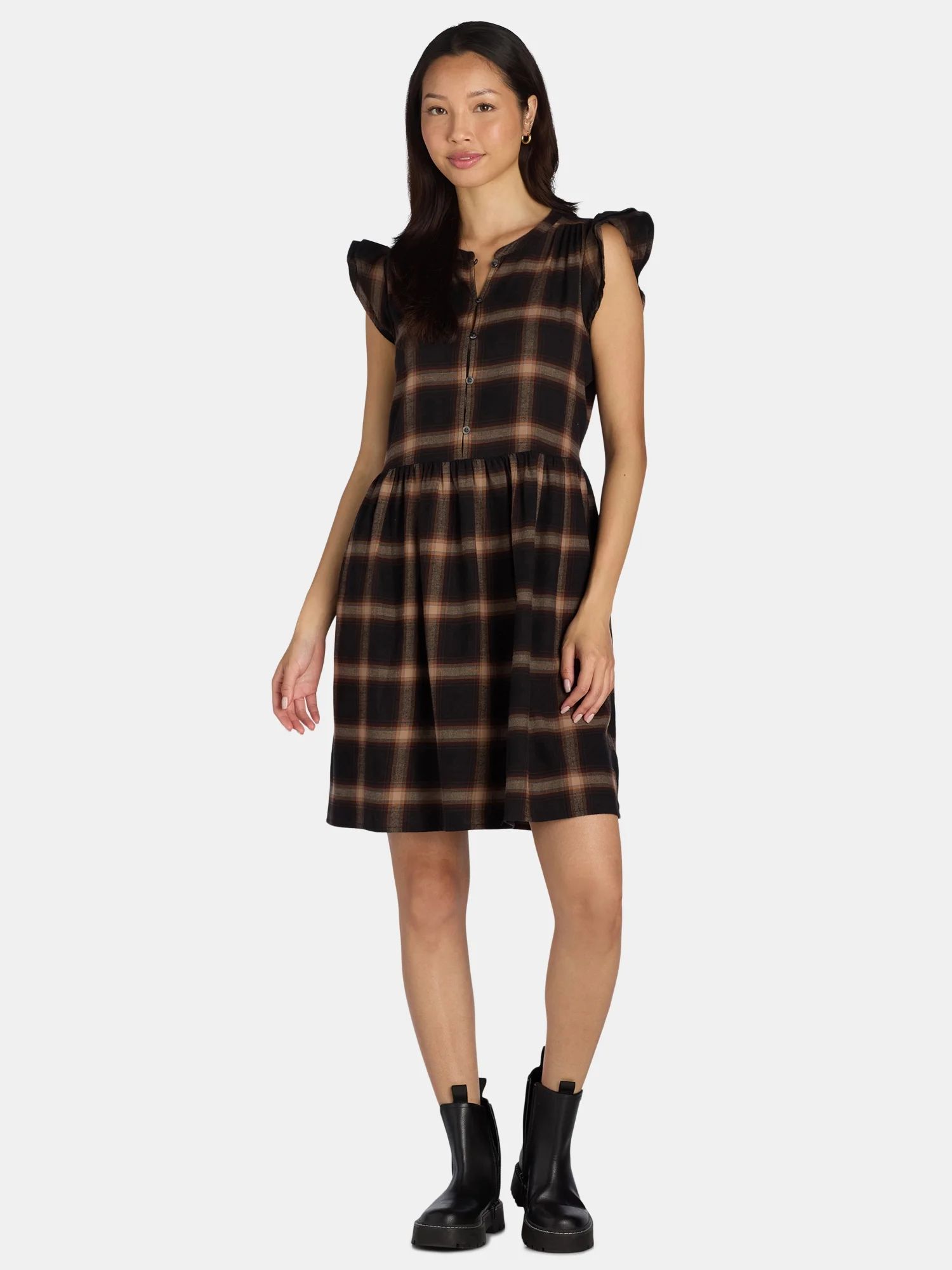 Time and Tru Women's Mini Woven Dress - Walmart.com | Walmart (US)