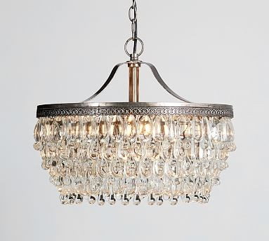 Clarissa Crystal Drop Round Chandelier, Small (19"" Diameter) | Pottery Barn (US)