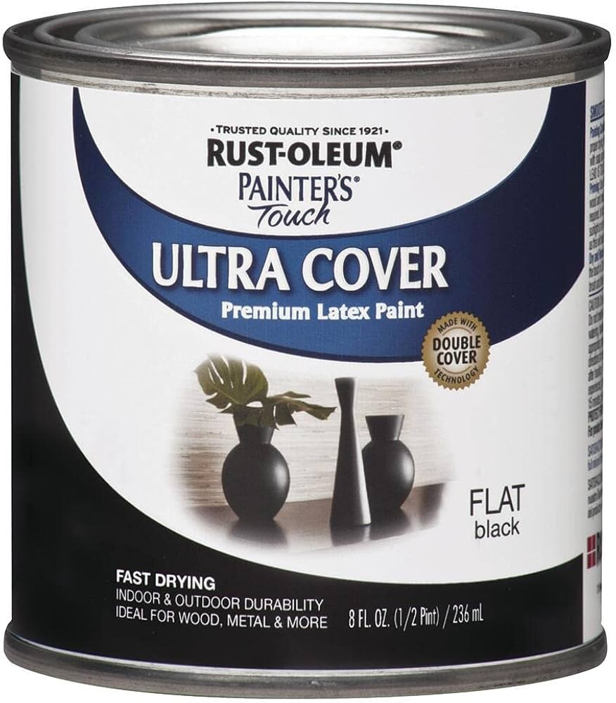 Rust-Oleum 1976730 Painter's Touch Latex Paint, Half Pint, Flat Black, 8 Fl Oz (Pack of 1) | Amazon (US)