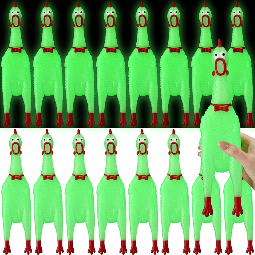 Honoson 16 Pcs 12 Inch Large Glow in The Dark Rubber Chicken Bulk Luminous Screaming Rubber Chick... | Amazon (US)