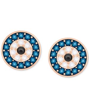Swarovski Rose Gold-Tone Blue & Clear Pave Evil Eye Stud Earrings | Macys (US)