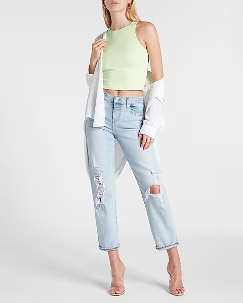 Body Contour Cropped High Neck Tank | Express