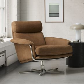 Kristoff Leather Swivel Chair | West Elm (US)