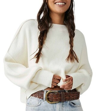 Easy Street Mock Neck Long Sleeve Crop Pullover Sweater | Dillard's