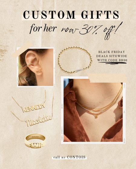 Custom gift ideas for her: gold jewelry edition! 💛

| rings, earrings, necklace, custom jewelry, neutral jewelry, gifts for her, gifts for mom, monogrammed gifts, word jewelry, jewelry on sale, Christmas gift ideas, Black Friday jewelry sale |

#LTKCyberweek #LTKGiftGuide #LTKHoliday
