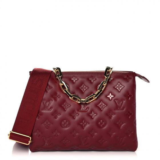 LOUIS VUITTON Lambskin Embossed Monogram Coussin PM Wine | Fashionphile
